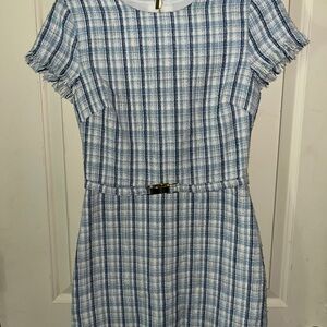 Blue and White Plaid Dress